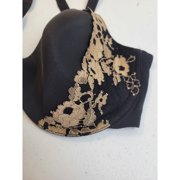 Wacoal Opulence Underwire Contour Bra Black Tan Lace Full Coverage Size 36DDD - Picture 4 of 10